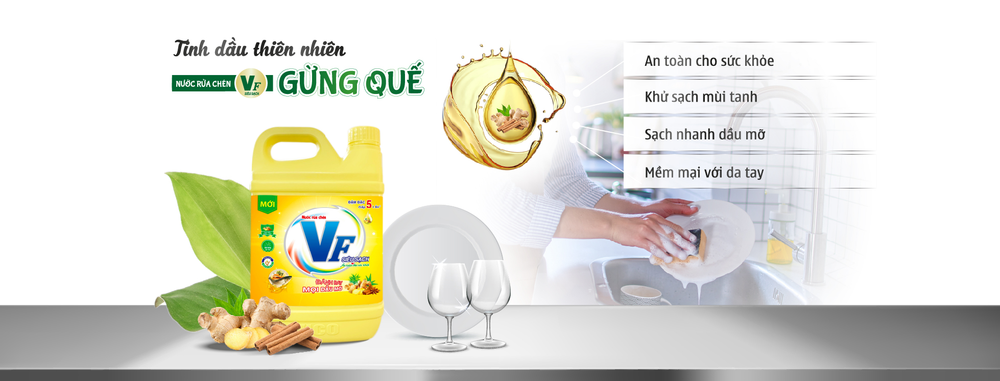 Nước rửa chén VF quế gừng